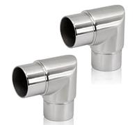 PRIOstahl Raccordo ad arco angolare per tubi, raccordo angolare affilato, 90 gradi, 2 pezzi, Ø 42,4 mm, per tubi tondi, corrimano, collegamento per il fissaggio di ringhiere, in acciaio inox V2A