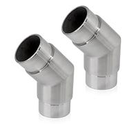 PRIOstahl Raccordo angolare per tubi ad arco 135 gradi - 2 pezzi Ø 42,4 mm per tubi tondi, tubo corrimano, collegamento per il fissaggio di ringhiere, acciaio inox V2A