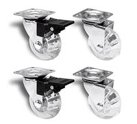 PRIOstahl Rotelle per mobili, 50 mm, freno, trasparente, con piastra di avvitamento, per il trasporto, versatile per interni ed esterni