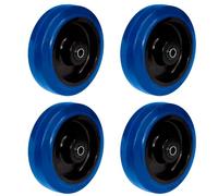 PRIOstahl Ruote di ricambio per ruote di ricambio, blu, ruote per il trasporto, ruote blu, 4 rotelle, diametro ruota: 80 mm, per valigie, armadi, pallet, molto altro ancora, in gomma elastica