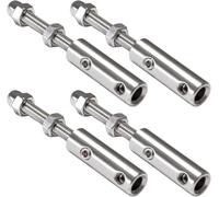 PRIOstahl Set di 4 morsetti per funi metalliche, M6, in acciaio inox V2A, terminale filettato per funi metalliche da 4-6 mm, tenditore in acciaio inox per balcone