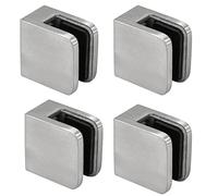 PRIOstahl Set di 4 supporti per vetro, 30 x 30 x 18 mm, in acciaio inox V2A, morsetti per vetro da 6 mm, per ringhiere, ringhiere, balconi, in vetro antiruggine