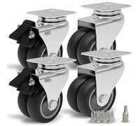 PRIOstahl Set di rotelle per mobili, 50 mm, con freno, rullo per il trasporto da 100 kg per doppio rotolo per banco da lavoro mobile, sedia da spiaggia, sega da tavolo, mobile per pallet, aiuola