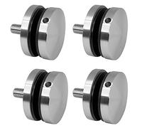 PRIOstahl Set di Supporti per Vetro 4 Pezzi in Acciaio Inox V2A - Supporto a Punti M10 per Vetro da 8-17,52mm - Supporto per Ringhiera da Balcone in Vetro Interno Esterno - Supporto a Punti per Vetro