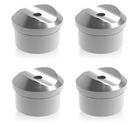 PRIOstahl Supporto per corrimano, adattatore per corrimano, 4 pezzi, Ø 42,4 mm, con foro centrale: adattatore rotondo da 9 mm, supporto per tubo, pali in acciaio inox V2A