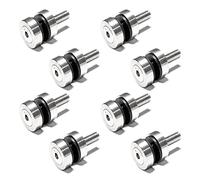 PRIOstahl Supporto per punti di vetro x 8 supporti con vite M10 + inserti in gomma per vetro da 6 mm a 12,76 mm, attacco piatto per vetri in plexiglass balcone ringhiera in acciaio inox V2A