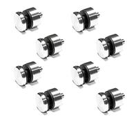 PRIOstahl Supporto per punti di vetro x 8 supporti con vite M8 + inserti in gomma per vetro da 6 mm a 12,76 mm, attacco piatto per vetri in plexiglass balcone ringhiera in acciaio inox V2A