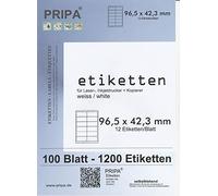 pripa Etichette autoadesive formato 96,5 x 42,8 mm, 3 mm, 100 fogli DIN A4