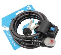 PRISM - Lucchetto a spirale Light - 1,8 m - 10 mm cavo in acciaio - chiave & codice a 4 cifre - luce LED - supporto clip - nero