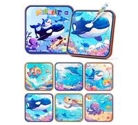 Prism Petal Dinosauro Riutilizzabile Libro di Pittura d'Acqua Giocattoli per Bambini, Libro di Acquerello Magico Giocattolo con Penna d'Acqua Favola per 3 + età Ragazzi e Ragazze (Oceano)