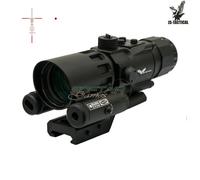 Prism Scope 4x32 con laser rosso nero JS-TACTICAL® (JS-8384)