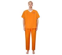 Prisoner Costume Prigioniero Uomo Pantaloni Carcerato Vestito Da Tuta Lavoro Intera Detenuto Halloween Pantalone Arancione Gialla Rossa Integrale Xxl Costumi Imbianchino Agricoltura Chimica Divisa