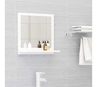 prissent Bianco Specchio da Bagno 40x10,5x37 cm in Legno Multistrato Specchio con Mensola Specchiera Bagno Specchio per Muro Mensole da Muro Bagno Mensola Bagno Legno Mobiletti Parete