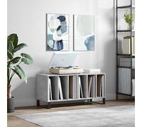 prissent Mobile Porta Dischi Grigio Cemento 100x38x48cm Legno Multistrato Scaffale Legno Porta Dischi Vinile Mobile Salotto Mobiletto TV Mobile Porta CD Libreria Stretta Scaffale Porta CD