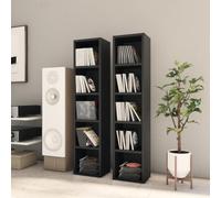 prissent Scaffali Porta CD 2 pz Neri 21x16x93,5 cm in Truciolato Mobile Porta CD Libreria Legno Libreria Stretta e Alta Scaffale Alto e Stretto Mobile Alto e Stretto Mobili Soggiorno