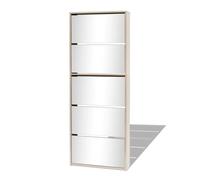 prissent Scarpiera da Ingresso Scarpiera a Specchio Organizzatore Mobile per Calzature Arredo Versatile per Soggiorno Camera da Letto o Corridoio Design Salvaspazio Rovere 63x17x169,5 cm