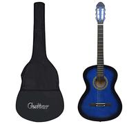 prissent Set Chitarra Classica per Principianti 12 pz Blu 4/4 39" Chitarra Legno Bambini Chitarra Portatile Chitarra Scuola Media Chitarra Principianti 30,5x9x101 cm