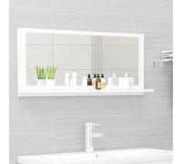 prissent Specchio da Bagno 90x10,5x37 cm in Legno Multistrato Bianco Pensili da Bagno Specchiera Bagno Mensola Bagno Legno Mobiletti Parete Specchio Muro Mensole da Muro Bagno