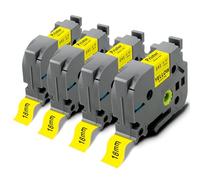 Pristar 18mm Nastro per Etichette Compatibile per Brother TZe-641 TZe641 TZ-641 TZe Nero su Gialla Laminato per Brother PT-D400VP 1830VP P750W D600VP P700 2430 D450VP E550WVP P710BT H500 4 Pezzi