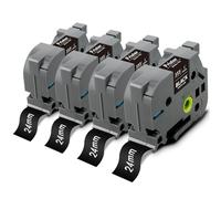 Pristar 24mm Nastro per Etichette Compatibile per Brother TZe-355 TZe355 TZ-355 TZe Bianco su Nero Laminato per Brother PT-P750W PT-D600 PT-D600VP PT-P700 2430 9700PC PT-P710BT PT-E500VP 4 Pezzi