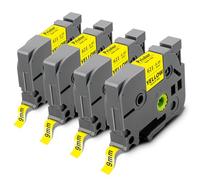 Pristar 9mm Nastro per Etichette Compatibile per Brother TZe-621 TZe621 TZ-621 TZe Nero su Gialla Laminato per Brother PT-H105 H107B H110 D210 H200 H500 P710BT E550WVP E100 Confezione da 4