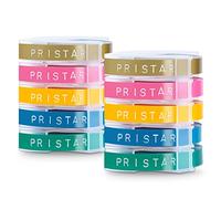 Pristar 9mm Sostituzione Nastro per Etichette Compatibile per Dynmo 3D Autoadesive a Rilievo in Vinile per Dynmo Organizer Xpress Junior Omega S0717930, Bianco su Oro/Giallo/Rosa/Verde Acqua/Blu Mare