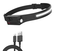 Pristar Lampada Frontale LED Ricaricabile, Torcia da Testa 5 Modalità di Illuminazione, lampada da Testa Torcia Frontale 230°Angolo Ampio per Correre di Notte Trekking Pesca IPX4