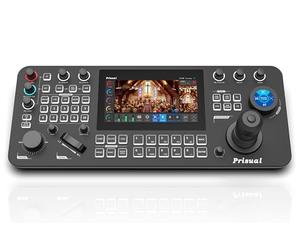 Prisual Pro Ai Joy Broadcast-Grade PTZ Camera Controller, 7 pollici HD Color Touchscreen, Monitor a 4 canali, AI Visual Knob, Tally, PoE, HDMI, 254 Controllo della fotocamera per Chiesa, Live