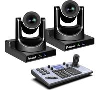 Prisual Sistema di telecamere PTZ a doppio zoom ottico 30X - Pacchetto con 2 telecamere Pro con controller PTZ, tracciamento automatico AI e uscite HDMI/3G-SDI/USB/LAN per produzione live multi-cam