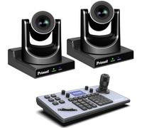 Prisual Sistema di telecamere PTZ a doppio zoom ottico 30X - Pacchetto con 2 telecamere Pro con controller PTZ, tracciamento automatico AI e uscite HDMI/3G-SDI/USB/LAN per produzione live multi-cam