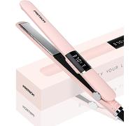 PRITECH Piastra per capelli,Pannello riscaldante in titanio,Schermo LCD, ferro piatto in titanio con temperatura regolabile 150-230°C, tensione universale, Piastra per capelli TA-2413(rosa)