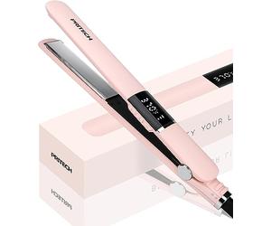PRITECH Piastra per capelli,Pannello riscaldante in titanio,Schermo LCD, ferro piatto in titanio con temperatura regolabile 150-230°C, tensione universale, Piastra per capelli TA-2413(rosa)