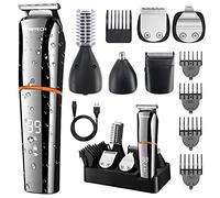 PRITECH Tagliacapelli elettrico da uomo, rasoio di precisione senza fili, impermeabile IPX6, indicatore di potenza a LED, 6 in 1, kit trimmer
