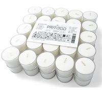 PRITOGO - Lumini bianchi con vasetto in plastica, Ø 3,8 x 2,5 cm, non producono fuliggine, tempo di combustione: 8 ore (100 pezzi)