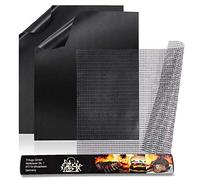 Pritogo Set di 3 tappetini per barbecue (40 x 33 cm), per forno, carbone, elettrico, a gas, riutilizzabili, ritagliabili