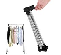 PRITOK Appendiabiti pieghevole portatile: in acciaio inox, regolabile da viaggio, 32-73 cm, per viaggi, campeggio, escursioni, biancheria a casa, colore nero