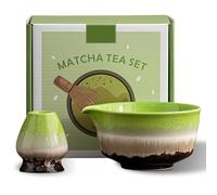 PRITOK Ciotola Matcha Verde: 2 pezzi 18 OZ Matcha Ciotola Matcha Chawan Realizzato a mano per la cerimonia Matcha, Ciotola in ceramica Matcha con beccuccio