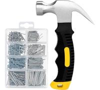 PRITOK - Confezione da 600 piccoli chiodi - Mini martello per rimuovere i chiodi con manico antiscivolo per il fai da te, il lavoro del legno, il campeggio, la riparazione
