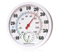 PRITOK Igrometro analogico: termoigrometro di precisione, 25 cm, termometro, igrometro, temperatura ambiente e misuratore di umidità dell'aria per l'aria condizionata, serra bianca