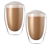 PRITOK Latte Macchiato Bicchieri a doppia parete: set da 2 bicchieri da caffè a doppia parete in vetro borosilicato, cappuccino, tazze da tè isolate, lavabili in lavastoviglie
