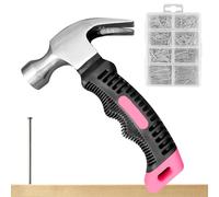 PRITOK Martello da carpentiere 560, piccolo set di chiodi, mini martello con chiodi hardware, piccolo martello da carpentiere con manico antiscivolo per fai da te, lavori di legno, campeggio