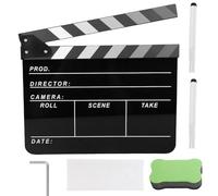 PRITOK Regista cinematografico: lavagna a sonagli in plastica acrilica con cancelleria magnetica e penne, clip in acrilico facile da pulire, per film serie TV spot pubblicitari (30 x 25 cm)