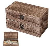 PRITOK Scatola in Legno Naturale con Coperchio, 2 Pezzi, Marrone non Verniciato - per Ricordi e Regalo, Ideale per Pittura - 20 x 10 x 6 cm
