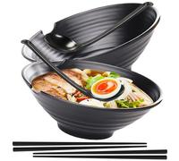 PRITOK Set di 2 ciotole per ramen con bacchette e cucchiaio, set di piatti giapponesi da 1000 ml, per zuppa, ciotola per ramen e scodella per sushi, lavabili in lavastoviglie