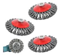 PRITOK Set di 3 spazzole metalliche per smerigliatrice angolare: Ø 125 mm circolare in acciaio flessibile, per accessori di pulizia e levigatura (M14)