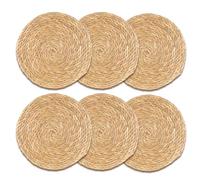 PRITOK Set di 6 tovagliette rotonde intrecciate in giacinto d'acqua: sottobicchieri decorativi da 30 cm, decorazione per soggiorno, sottobicchieri intrecciati per piatti caldi, tovagliette per esterni