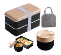 PRITOK Set di contenitori per il pranzo, 1400 ml, doppio strato, per adulti, contenitore per il pranzo, con posate, ciotola da zuppa da 600 ml e sacchetto termico, scatole per il pranzo con scomparti