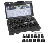 PRITOK Set di estrattori per dadi da 14 pezzi, set di estrattori per viti a spirale, estrattore per la rimozione di dadi danneggiati, arrugginiti (6,35 - 19 mm) (nero)