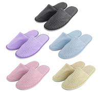 Pritok Set pantofole hotel, 5 paia ospiti, 28x11x0,6 cm spugna, centro bellezza, medico, donna, uomo, unisex rosa, giallo, grigio, blu, viola