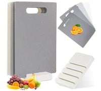 PRITOK Tagliere da Cucina Set da 4: 28,3 x 18,5 cm Professionale con Manici e Supporto Portaoggetti, Plastica per Frutta, Verdura, Carne, Senza BPA, Antiscivolo